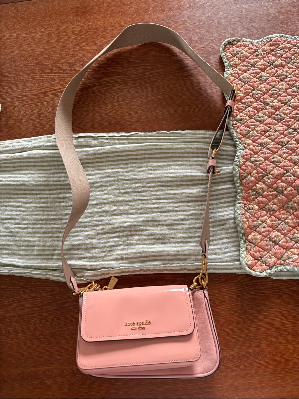 kate spade Blush Pink Leather Crossbody Bag with Wide Strap